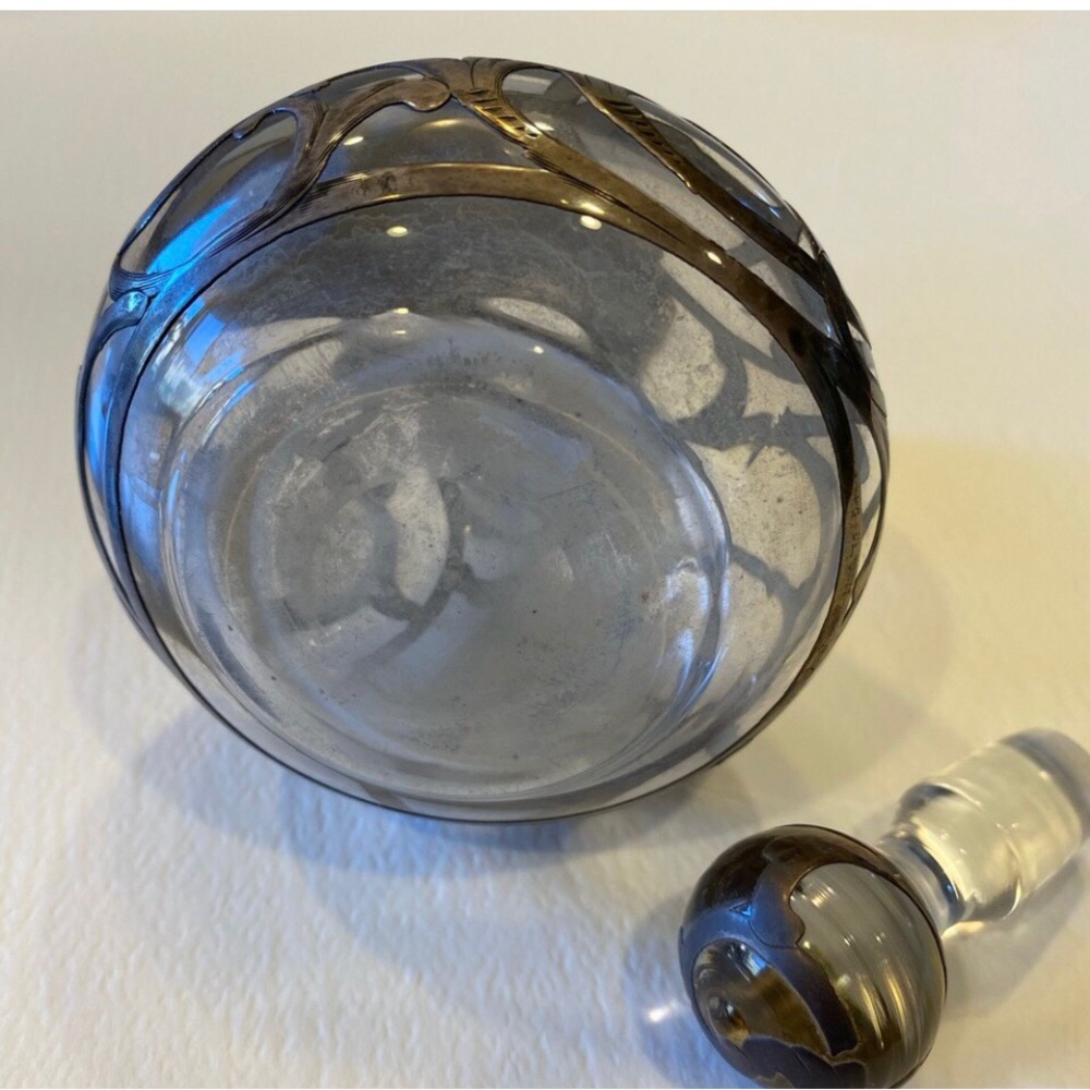 Antique Silver Overlay 
Perfume Bottle. Art Nouveau. - Picture 5 of 5